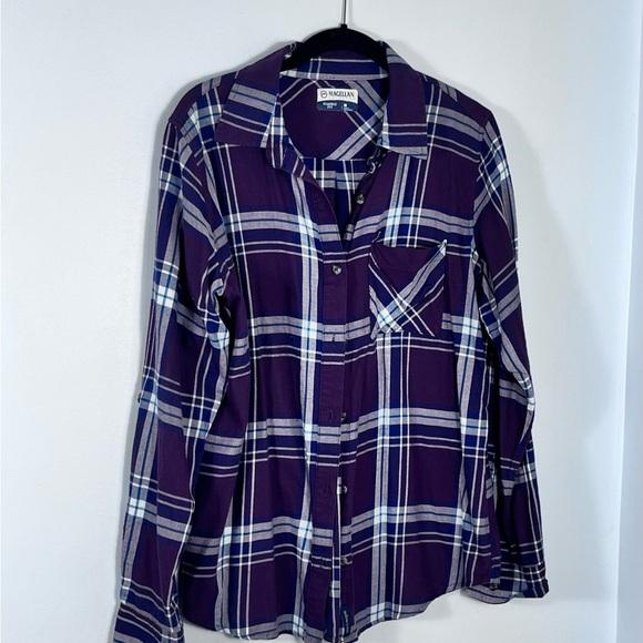 Magellan Outdoors Tops - Magellan Woman’s  Purple Plaid Flannel Button-Up Shirt EXC